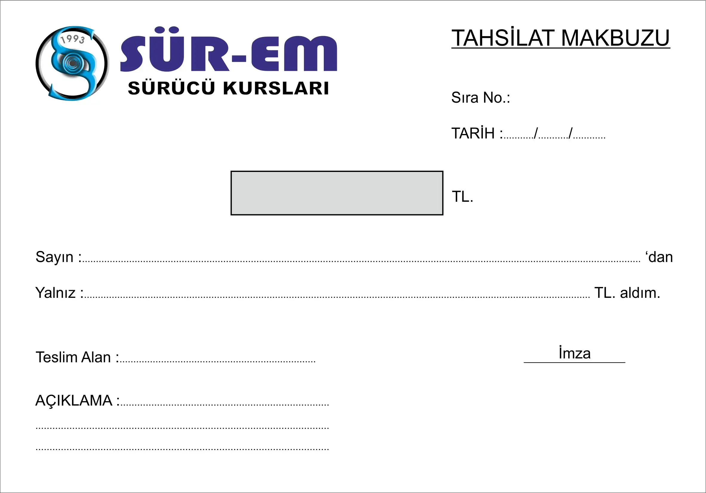 Özelleştirilebilir Tahsilat Makbuzu
